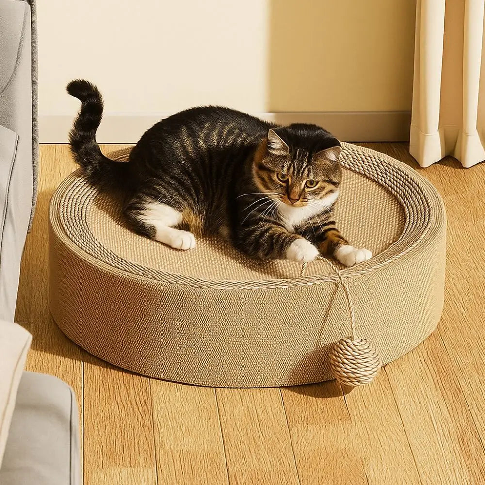 Oval Cat Scratching Bed Sisal Basin Breathable Cat Paw Board Basin Wear-resistant Integrated Pet Bed Nest Pet Furniture