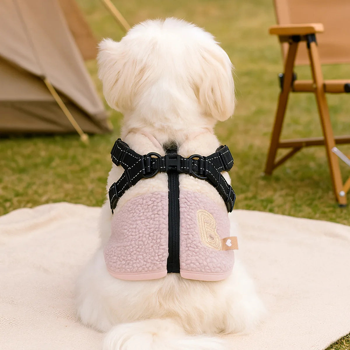 Winter Lamb Fleece Dog Harness Vest Warm Pet Clothes With Leash Ring For Small Dogs Puppy Cat Coat