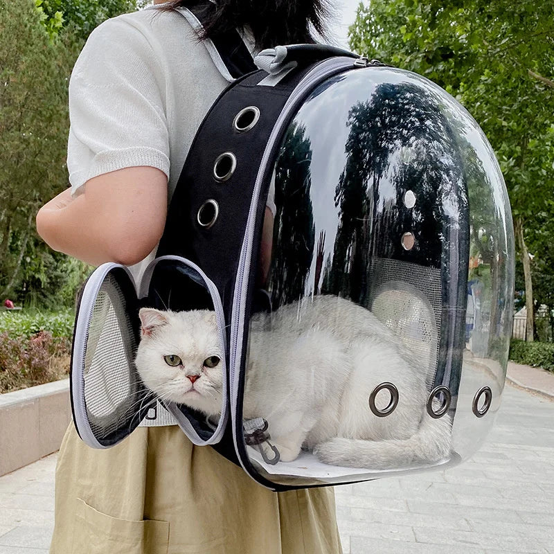 Transparent pet bag, pet backpack, breathable and wear-resistant, small dog backpack, cat backpack for going out.