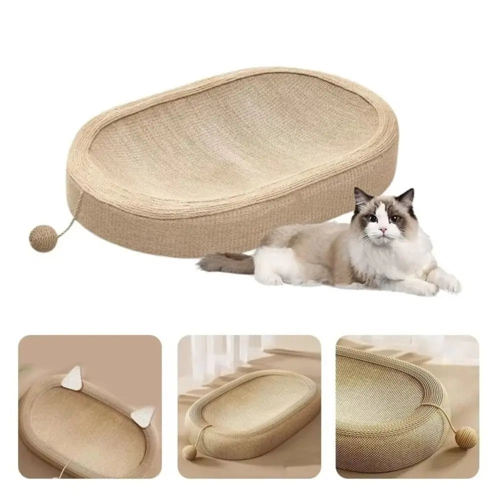 Oval Cat Scratching Bed Sisal Basin Breathable Cat Paw Board Basin Wear-resistant Integrated Pet Bed Nest Pet Furniture